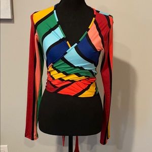 Multi Colored Wrap Top